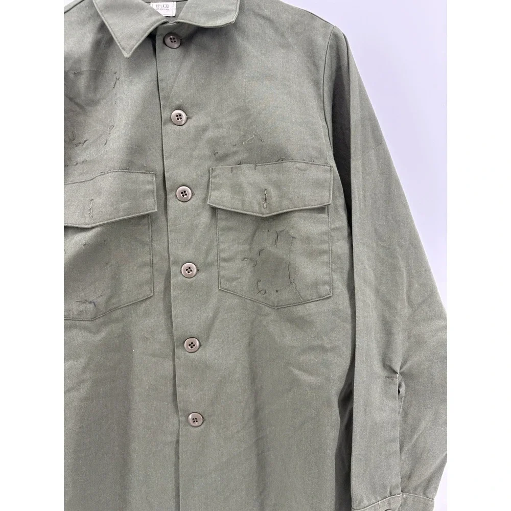 US Air‎ Force OG-507 Utility Shirt Vintage Military Olive Green Vietnam Dura